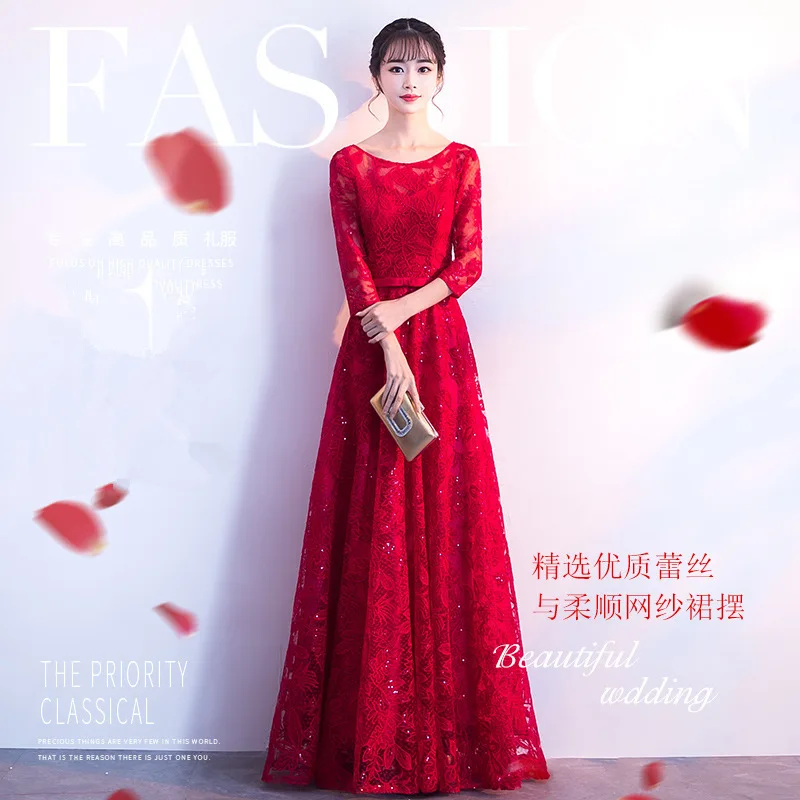 Banquet evening dress 2019 summer new black long section was thin fashion atmosphere host dinner qipao Size S-XXL | Тематическая