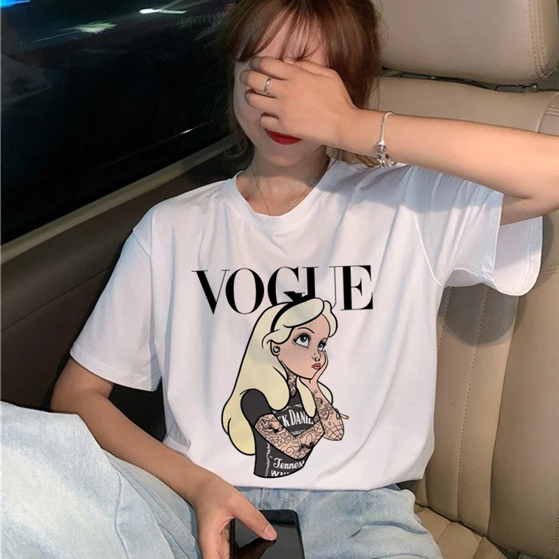 Vogue Harajuku Ullzang Футболка женская забавная мультяшная принцесса футболка 90s графическая Эстетическая Футболка Модные кавайные футболки женские