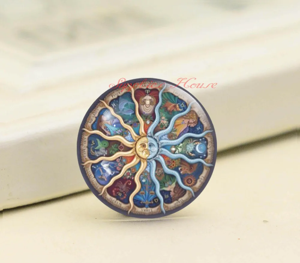 

Handmade Round Constellation photo glass Cabochons, Jewelry Finding Cameo Pendant Settings, (F008-1026)
