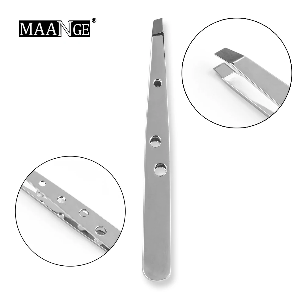 MAANGE New Stainless Steel Slant Eyebrow Tweezers Face Hair Removal Clip Makeup Tool Women Maquiagem | Красота и здоровье