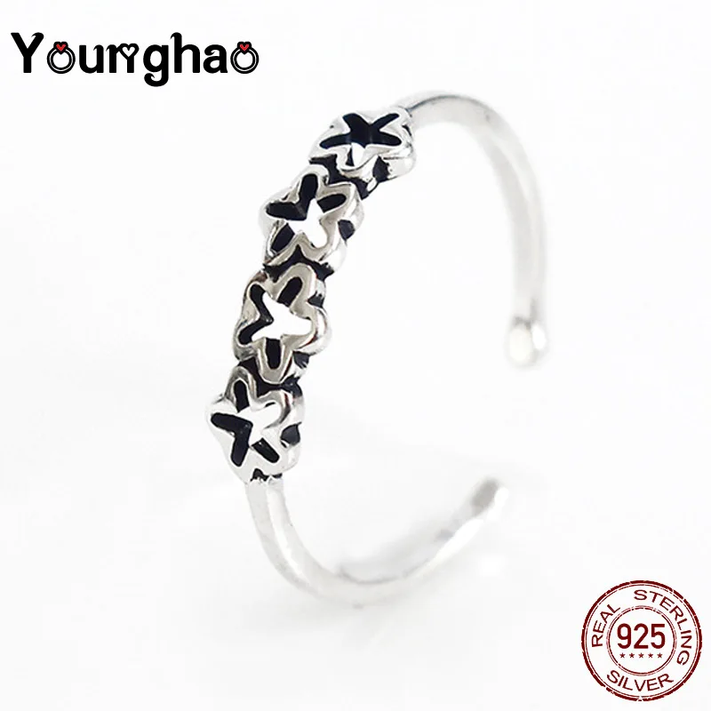 Женское Винтажное кольцо Younghao модное Брендовое с цветком из стерлингового