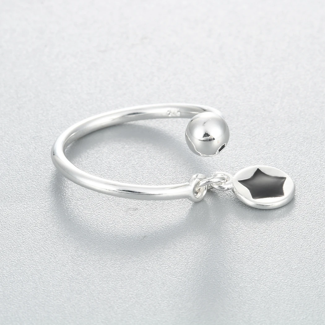 Женское кольцо с подвеской в виде черной звезды регулируемый размер|Кольца| |