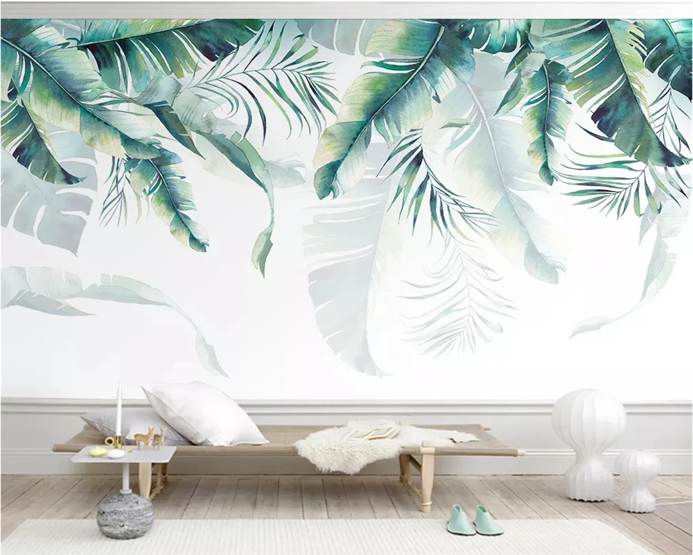 

Beibehang Custom Photo Wallpaper Tropical Rain Forest Palm Banana Leaves Wall Mural Cafe Restaurant Backdrop 3d wallpaper behang