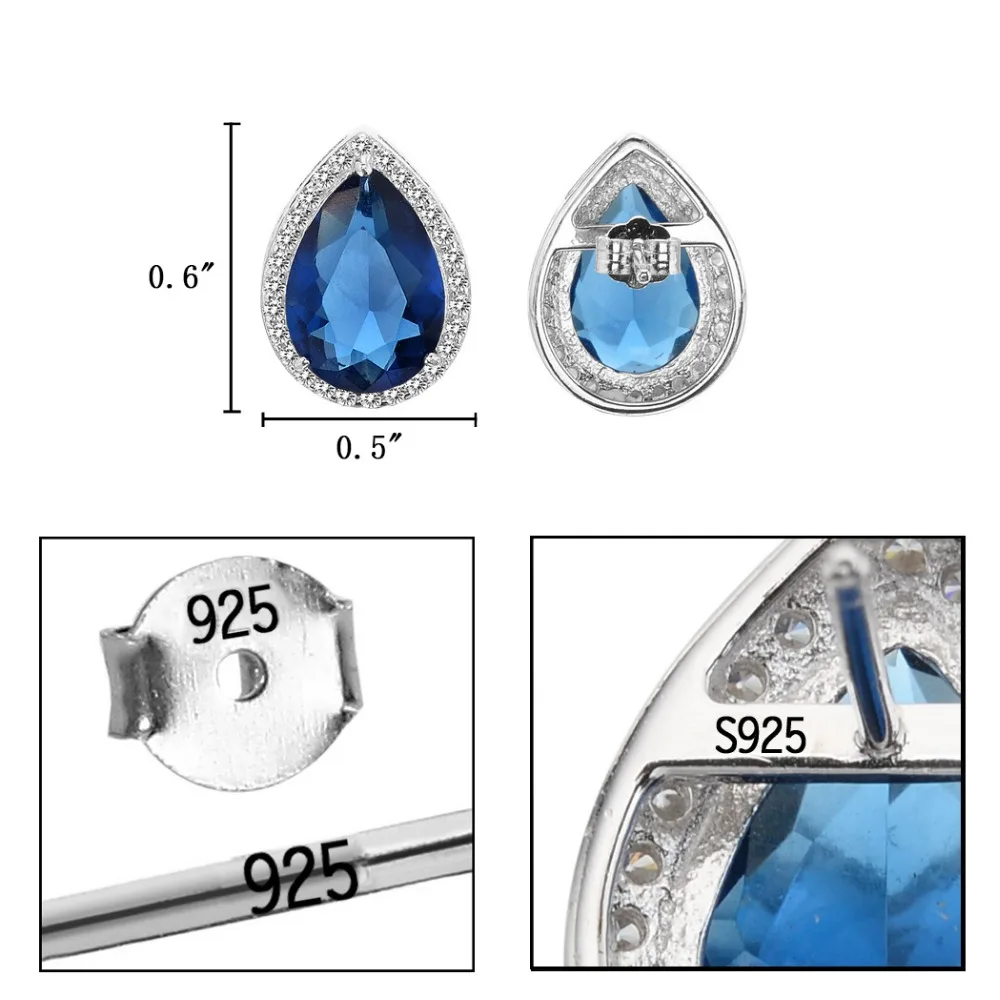 Белла 925 пробы Серебряный Синий шик Tear свадебные серьги капельки простой стиль