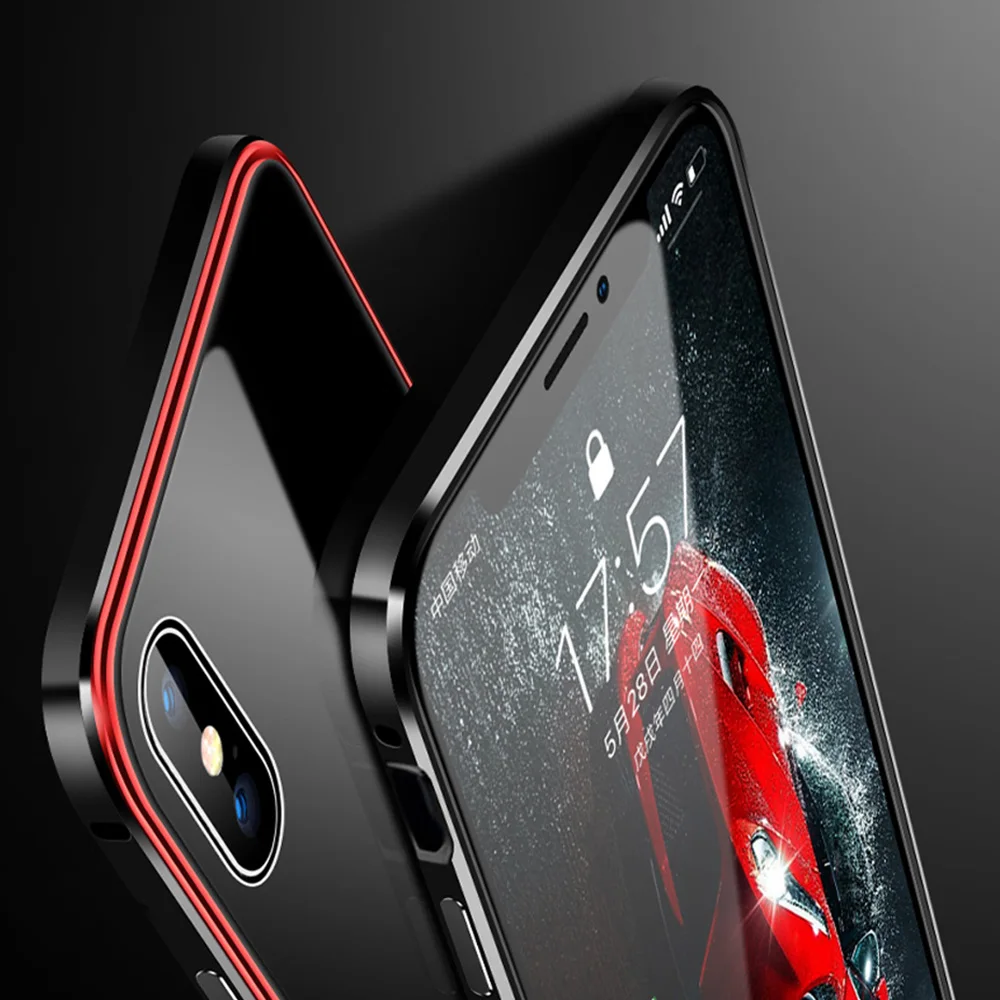 Роскошный металлический чехол для iPhone XR XS Max Алюминиевый бампер закаленное