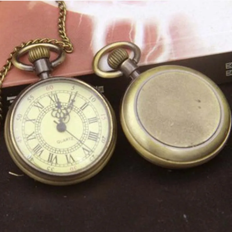 Дропшиппинг полые Дизайн античная бронза карманные часы для унисекс Цепочки и