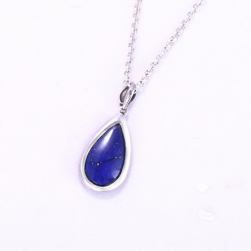 Капли воды форма лазурит стерлингового 925 серебристое окаймление Best Jewelry для женщин/подвеска для девочки интимные аксессуары 22x12x4 мм 3,39 г