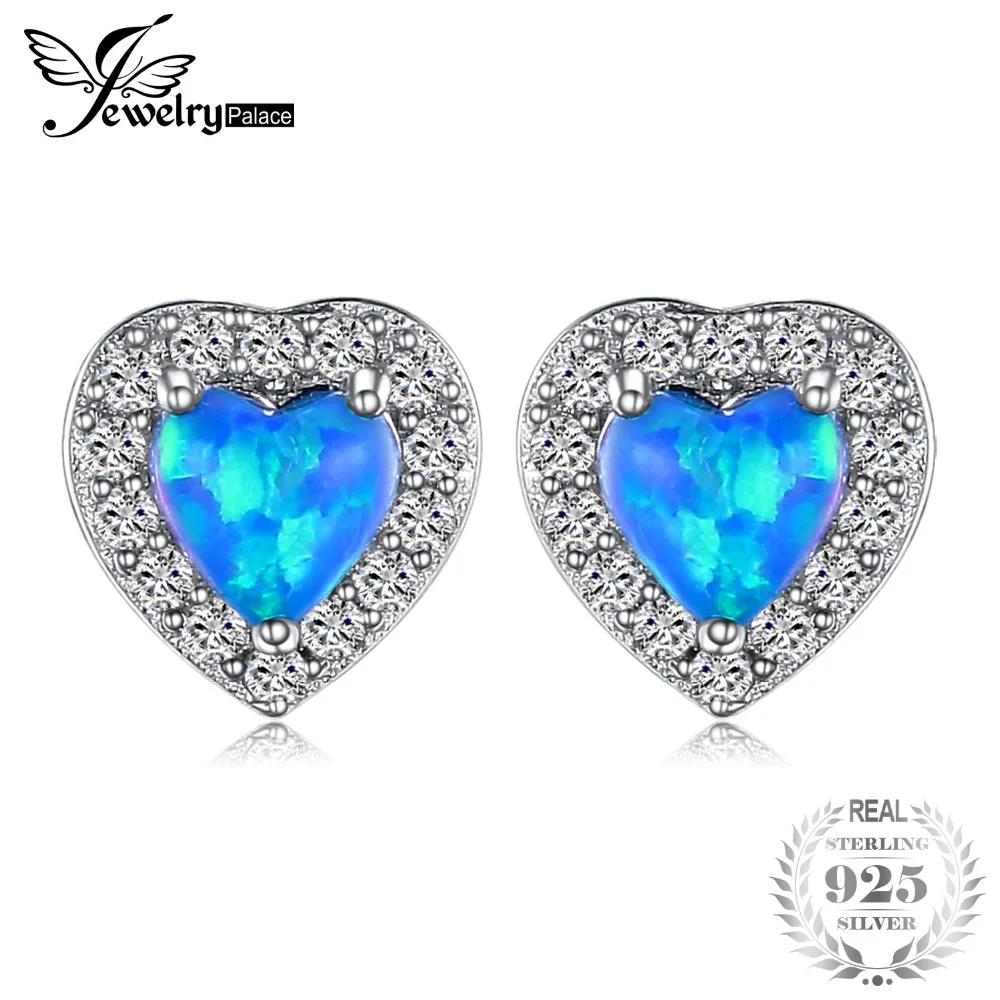 JewelryPalace сердце кабошон создан черный опал серьги Аутентичные 100% 925 пробы