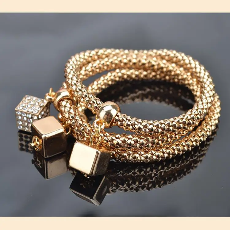 3 шт./лот женские браслеты Новые модные брендовые золотистые браслеты-цепочки с