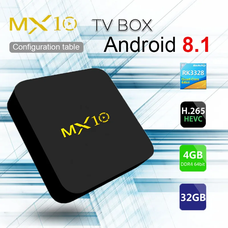 MX10 4 Гб ОЗУ 32 ПЗУ Android 8 1 ТВ приставка HDMI 2 0 RK3328 четырехъядерный ГГц WIFI BT4.0 17 смарт 4K