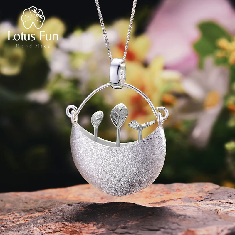 Lotus Fun реальные 925 серебро ручной работы Fine Jewelry мой маленький сад дизайн кулон без