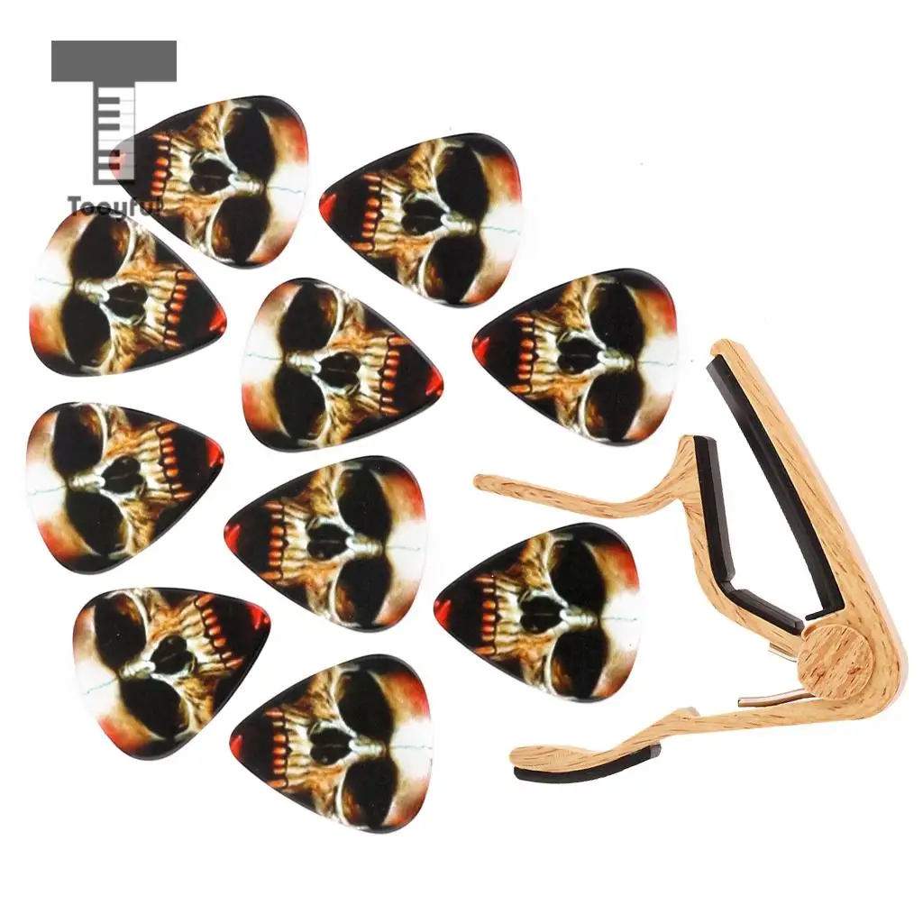 

Tooyful 10pcs Skull Guitar Picks Acoustic Folk Guitars Capo Wood