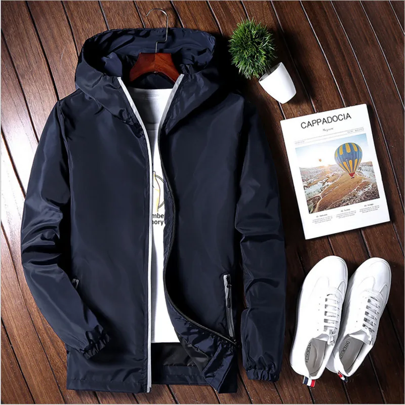 

2018 Men Casual Loose Slim Jacket Coat For Spring New Hooded Solid M-3XL Plus Size Male Tops Outerwear High Quality
