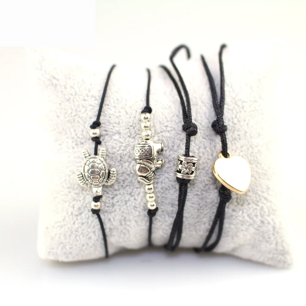 Сплав слон кулон черный с переплетенными веревками женский браслет женские