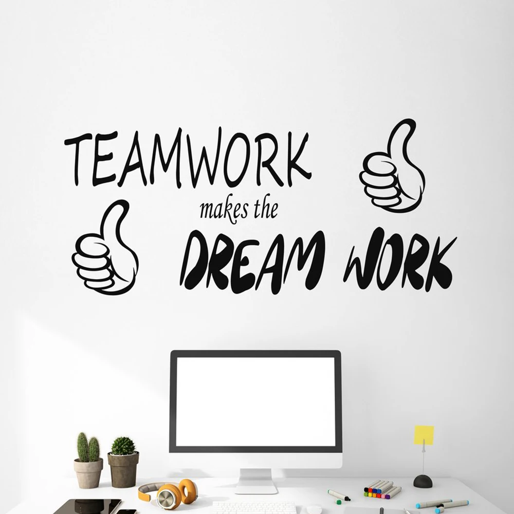 

Vinyl Wall Decal Stickers Motivation Quote Words Teamwork Makes Dream Work Wall Decals For Office Removable Art Mural H423