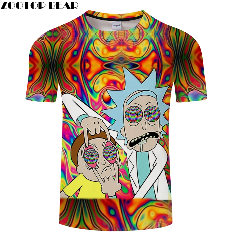 Мужская футболка с 3D принтом Rick & Morty забавная летняя коротким рукавом для