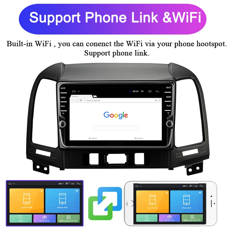 Navivox Android 8,1 2 din " Автомобильный Радио мультимедийный плеер для hyundai Santa Fe 2005-2012 dvd gps навигация navi стерео DSP