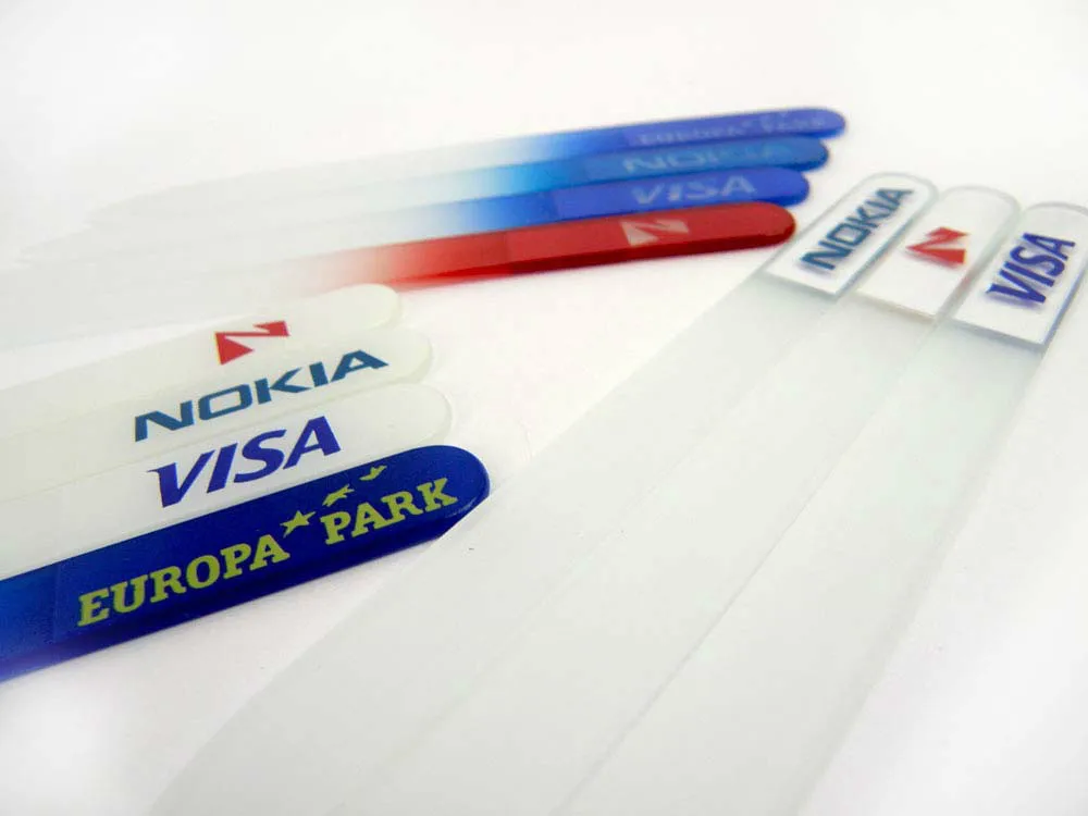 Рекламные Стеклянные пилочки для ногтей с вашим брендом или logotype 500X/лот NF014 |