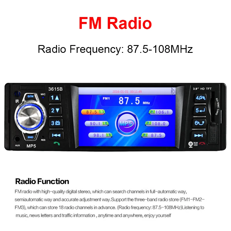 1 Din центральный мультимедийный автомобильный Радио Bluetooth MP3 музыка 3 9 ' P