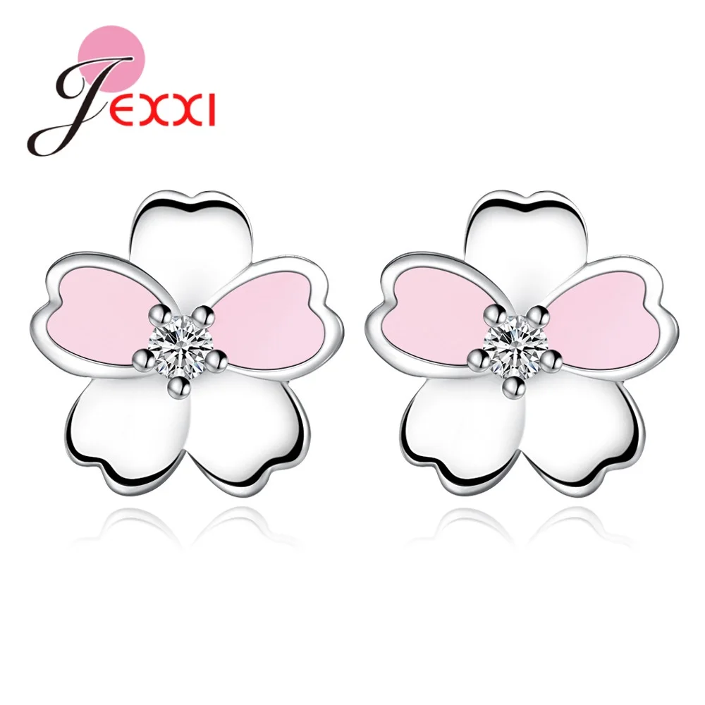 

New Arrival Brand Fashion Concise Flower Shape Stud Earrings For Women AAA Cubic Zirconia Ear Wedding Birthday Jewelry Gift