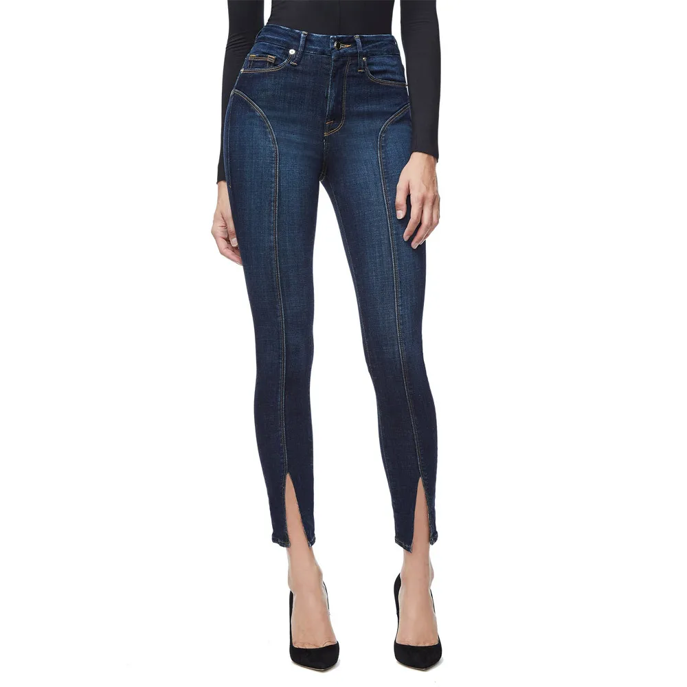 

2018 Джинсы женские плюс размер сплит брюки с высокой талией уличные синие джинсы пуш-ап повседневные обтягивающие джинсы для мам Femme