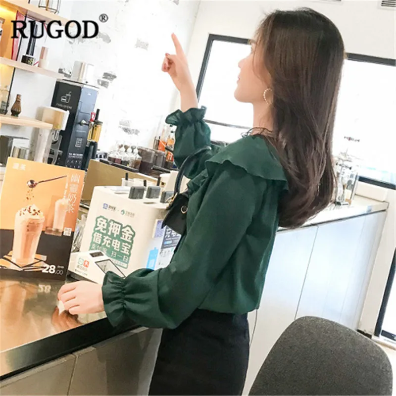 Женские шифоновые блузки RUGOD повседневные Однотонные с v-образным вырезом и