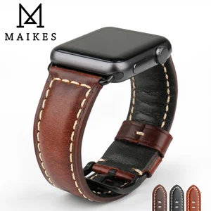 Ремешок MAIKES из натуральной кожи для Apple Watch, браслет для iWatch Series 7 6 SE 5 4 3, 45 мм 41 мм 42 мм 44 мм 40 мм
