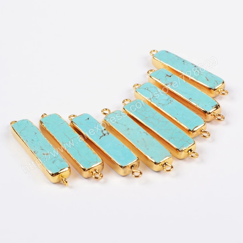 BOROSA 10 шт./лот Новое поступление золотой цвет прямоугольник Howlite синий камень