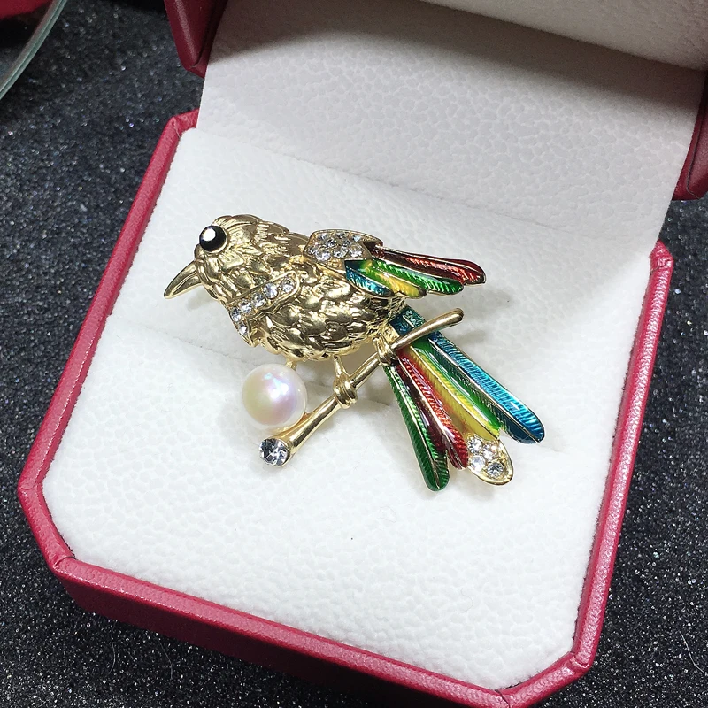 SHDIYAYUN 2019 New Bird Brooch Natural Freshwater Pearl Animal Gold Pins for Women Wedding Jewelry Women's Accessories | Украшения и