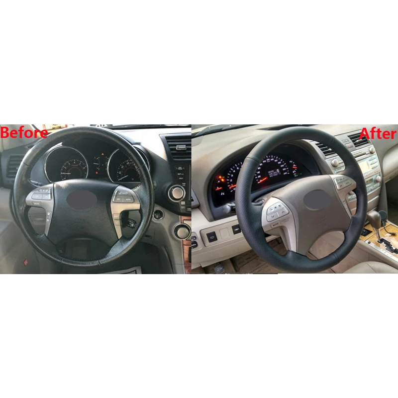 Чехол на руль автомобиля MEWANT из черной искусственной кожи для Toyota Highlander 2009-2014 Camry