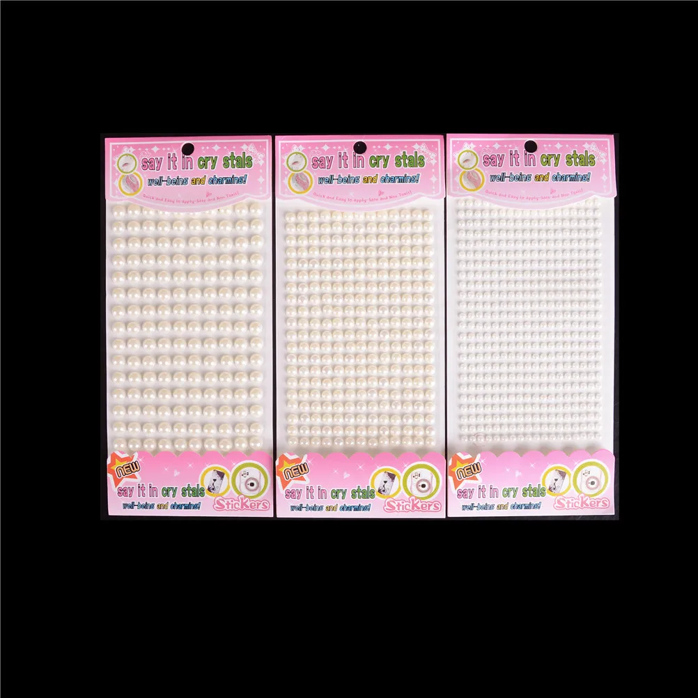 4mm 5mm 6mm Cream Resin Simulated Pearls Sticker Self Adhesive Strips Decorative DIY Circle Beads | Украшения и аксессуары