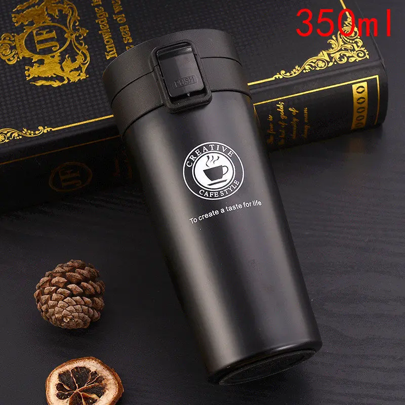 380ml Black Вакуумная колба из нержавеющей стали, изолированный контейнер для бутылок, вакуумный термос, бутылка для воды, чашка для путешествий на открытом воздухе, BPA бесплатно - Цвет: 380ml Black