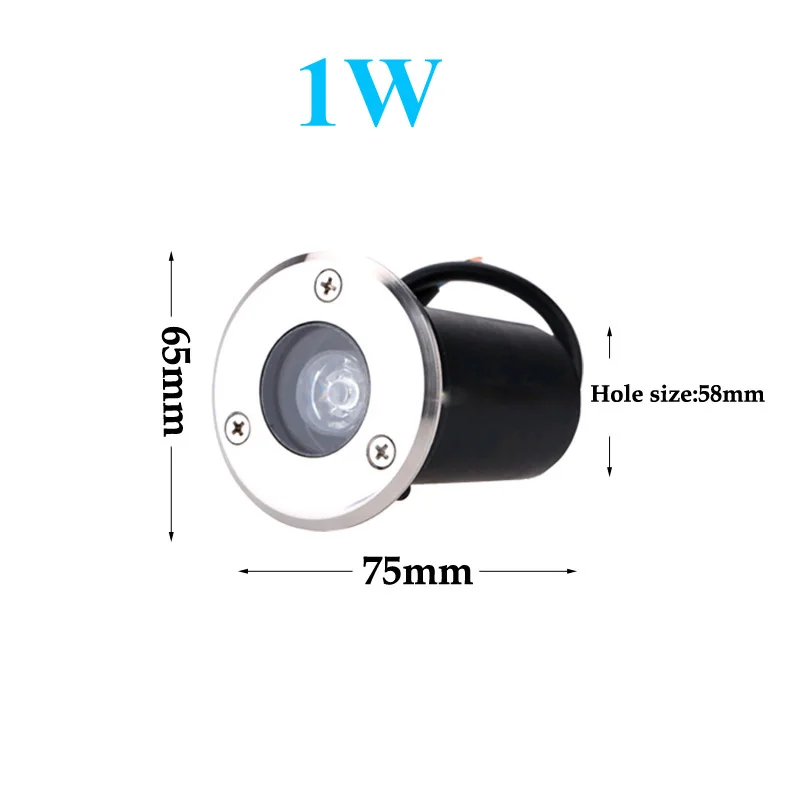 1W 65mm 1 Вт, 3 Вт, 5 Вт, 10 Вт, водонепроницаемый светодиодный подземный светильник, напольный светильник для наземного сада, напольный светильник для улицы, подземный светильник для двора, ландшафтный светильник - Испускаемый цвет: 1W 65mm