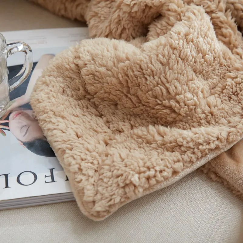 

21 Camel Color Elegant Blanket Comfortable Throws Coral Fleece Bedspread For Sofa/Bed/Home 1pcs Blanket 3 Size 45