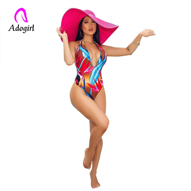 Женский слитный пляжный костюм с контрастным принтом Adogirl сексуальные летние