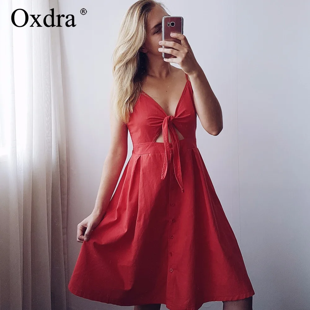 Oxdra 2018 новое горячее однотонное платье без рукавов пикатные с открытой спиной