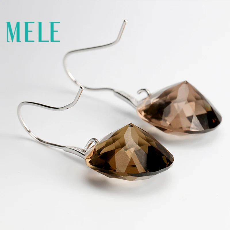 MELE натуральные радужные кварцевые серебряные серьги большие круглые 18 мм *