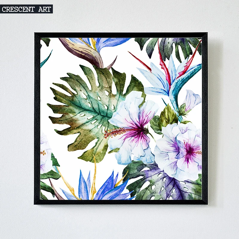 2017 Весна Лето тропические цветы пальмы листья холст печать картина украшение