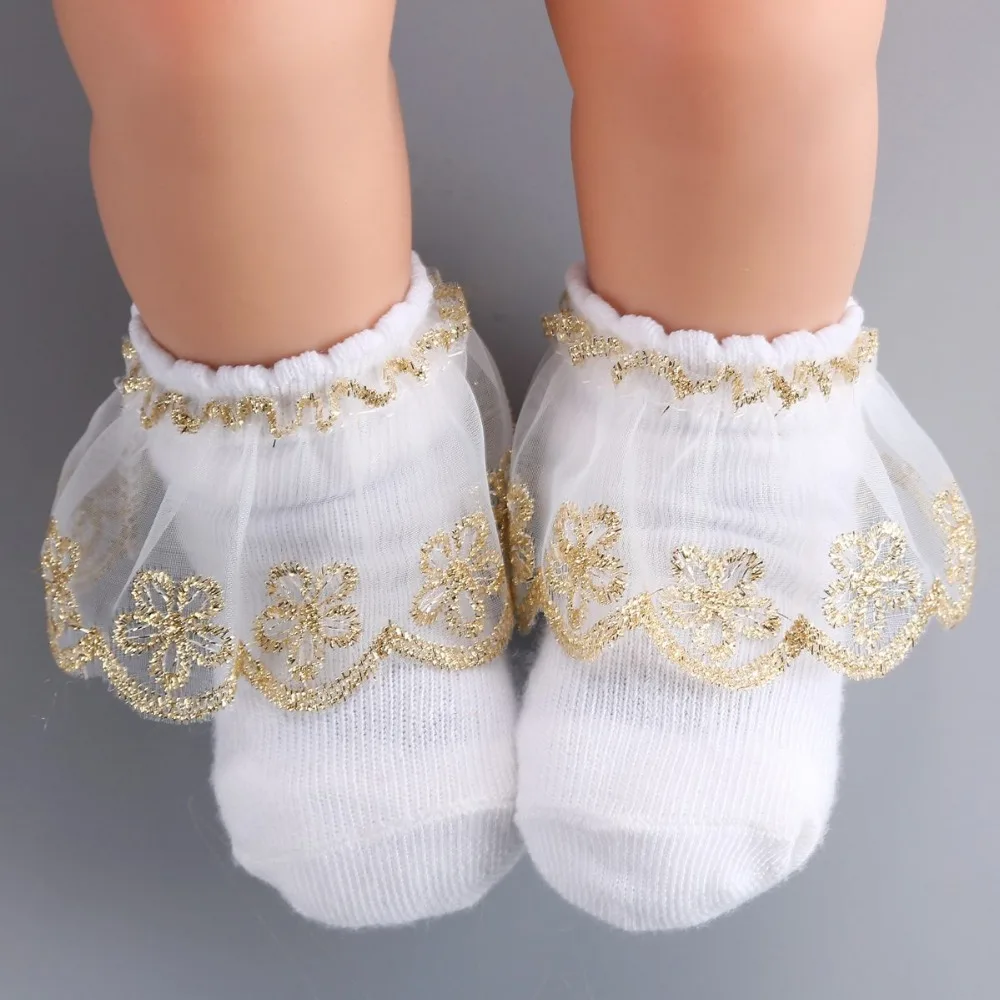 От 0 до 2 лет хлопковые носки для новорожденных белые кружевные сетчатые