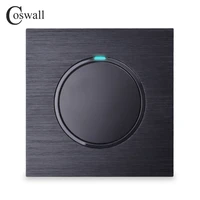 coswall 1 gang 1 way random click on off wall light switch with led indicator black silver grey brushed aluminum metal panel