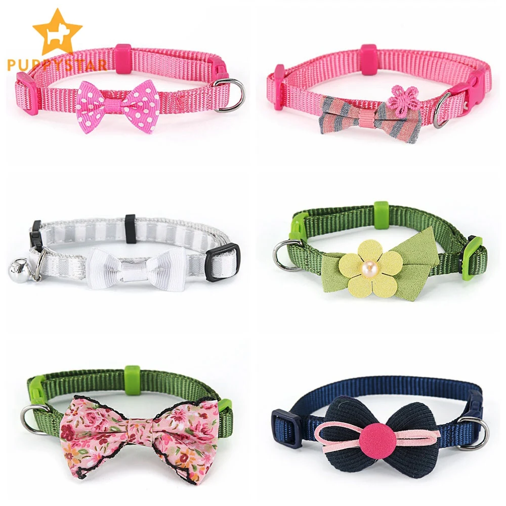 Ошейник для кошек с бантиком регулируемый ошейник питомцев маленьких собак
