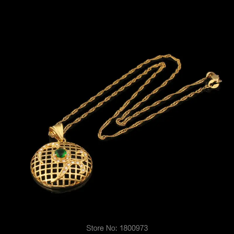 Круглый Кулон из фиопийского зеленого камня ожерелье для женщин и мужчин с