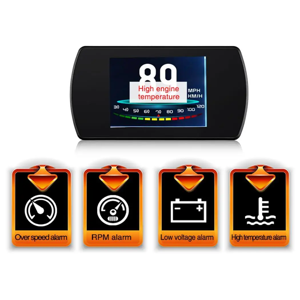 P12 4.3 Inch LCD Car Head Up Display HUD OBD 2 Multifunction On-Board Computer hud Electronics Speedometer | Автомобили и
