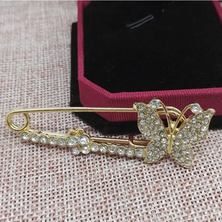 604 роскошная брошь в виде бабочки Стразы булавка для свитера значок Пряжка шарфа