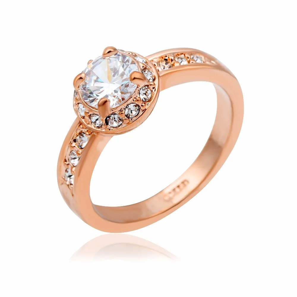 Кольцо обручальное с фианитом розовое/розовое золото кристаллами|ring women|with stonesring