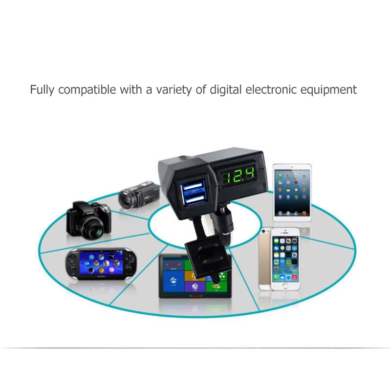 Зеленый светодиодный цифровой дисплей измеритель напряжения + двойной USB разъем