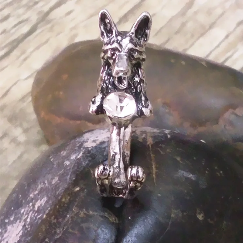 Анель Винтаж Ретро кольцо пастуха Бесплатная Размеры хиппи животных Собака