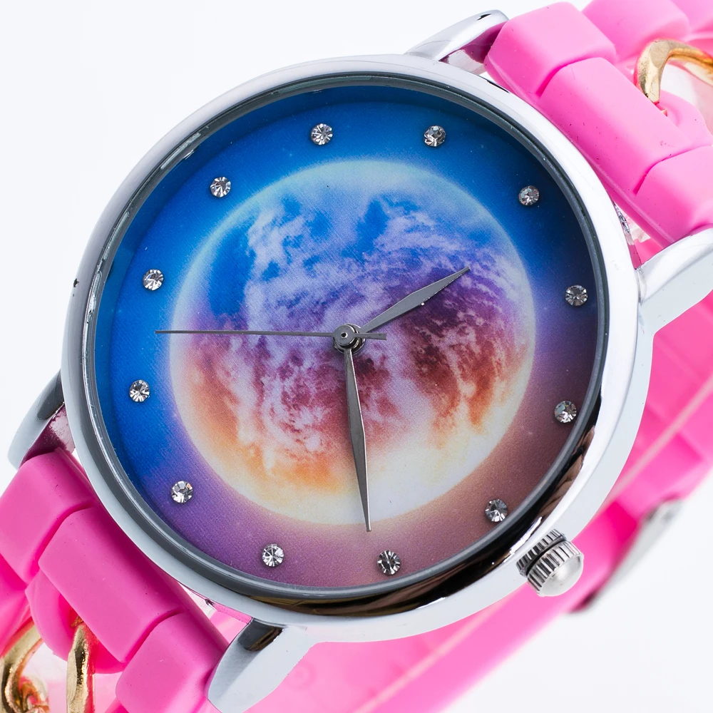 Модные брендовые женские часы для отдыха небесные с круговым циферблатом