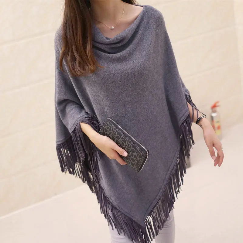 2016 turtleneck womans cape fashion brand fringe poncho batwing ladies winter ponchos and capes knitting patterns sweater |