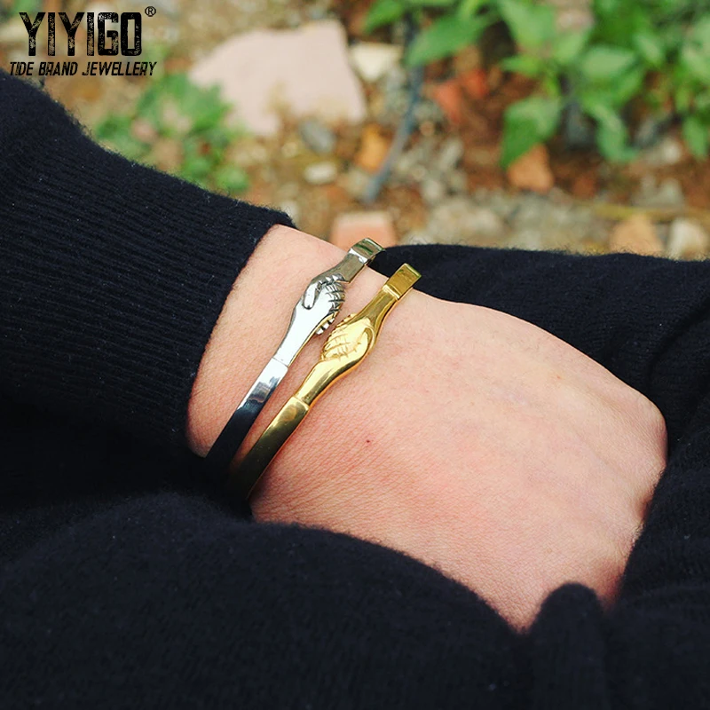 1 шт. ручная работа нержавеющая сталь титановая золотые браслеты винтажные